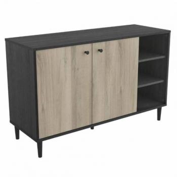 Aparador Miroytengo Arty 2 puertas 3 estantes color roble Kronberg y negro 70x110x39 cm