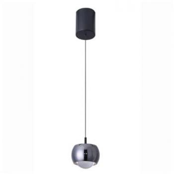 Lámpara Colgante LED Roller 12W, Lente de Cristal Regulable, Negro-Cromo