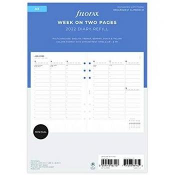 Filofax Agenda 2022, tamaño A5, vista semanal, con citas, 22-68593
