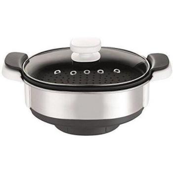 Moulinex XF384B10 - Complemento de Vapor para Cuisine Companion, Bol Interno y Externo, Color Plata