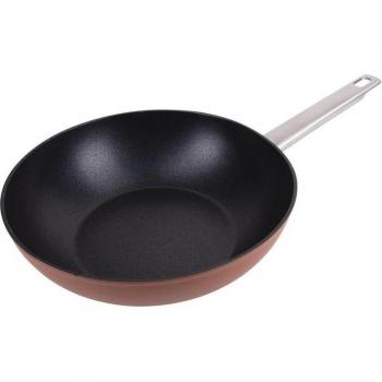 Sartén Wok San Ignacio D.28x7.8cm Aluminio Forjado Apta Para Inducción Terracota y Negro