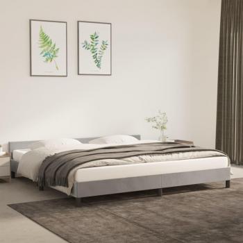 Cama solar sin colchón gris claro 200x200 cm terciopelo con estructura de cama y cabecero en terciopelo gris claro