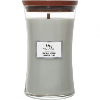 WoodWick Lavender & Cedar Large Hourglass Scented Candle with Crackling Wick 610 g - Up to 130 Hours Burn Time