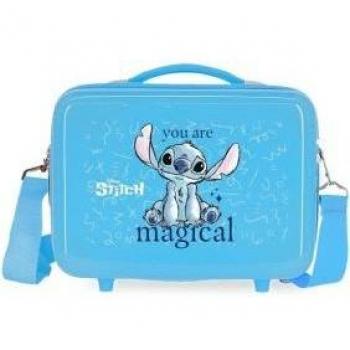 Maletín Stitch Disney de ABS con Licencia Oficial y Dos Compartimentos, Color Azul