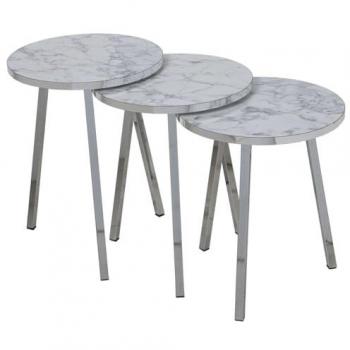 Juego de 3 mesas Alexandra House Living Plateado Madera