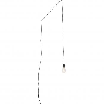 Lámpara colgante de diseño negro con interruptor y enchufe, 1 luz, acero, adecuada para LED - CAVALUX