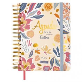 Agenda Finocam TALKUAL Cuarto 15,5 x 21,7 cm 2025, espiral doble, año 2025, tamaño 4º (155x217 mm), formato 1 día por página, diseño Fant