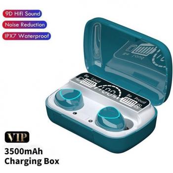 Auriculares Inalámbricos TWS 9D Estéreo Bluetooth Deportivos Resistentes al Agua con Micrófono y Caja de Carga de 3500 mAh