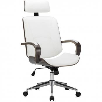 VidaXL Silla de Oficina con Reposacabezas Blanca