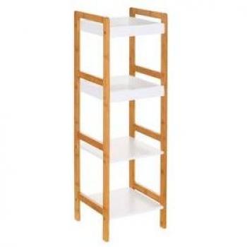 Estantería de baño Basic 4 estantes blanco/natural 100x30x29 cm