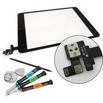 Trop Saint® Digitalizador de Pantalla Táctil para iPad Mini 1/2 Retina Negro Repuesto Reparación + Chip IC soldado + Botón Home + Adhesivo + Herramientas
