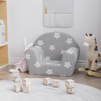 Sofá infantil felpa suave gris claro con estrellas