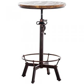 Mesa Alta Malita Industrial Ajustable de Madera y Metal con Reposapiés - Color Bronce