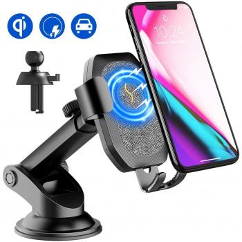 Cargador Coche Inalámbrico, SONRU Qi Rápida Carga y Soporte Móvil Aplicable a Rejillas del Aire con iPhone X/XS/XR/8/8+, Samsung s9/s9+/s8/s8 +/s7/s6 Edge +/Note 5, QI Devices Enabled