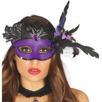Antifaz Lila con Plumas