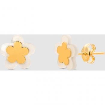 Pendientes de niña con elegantes detalles de nácar y delicado baño de oro