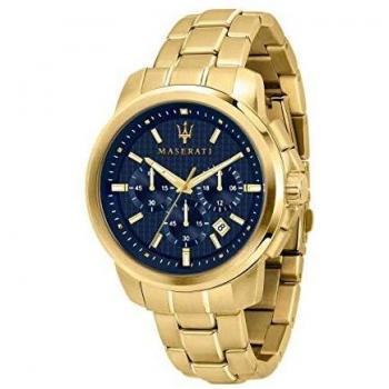 Maserati Successo Men's Watch, Chronograph, Made of Stainless Steel, Yellow Gold PVD - R8873621021
