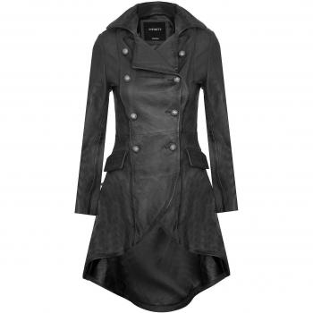 Infinity Leather Women's Gothic Victorian Flared Coat - Black - Size 10 UK