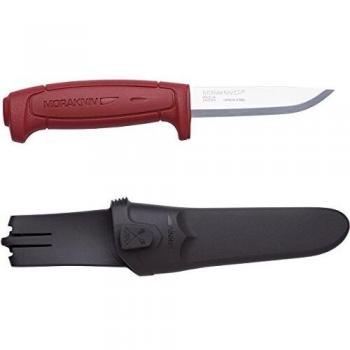 Cuchillo Mora Basic 511 con funda, hoja de acero al carbono, 90 mm, color rojo