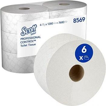 Scott Control 8569 Toilet Tissue Rolls, 2 Ply, White, 6 Rolls x 1280 Sheets