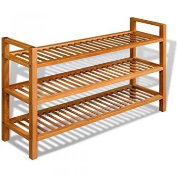 Shoe Rack with 3 Shelves 100x27x60 cm Solid Oak Wood