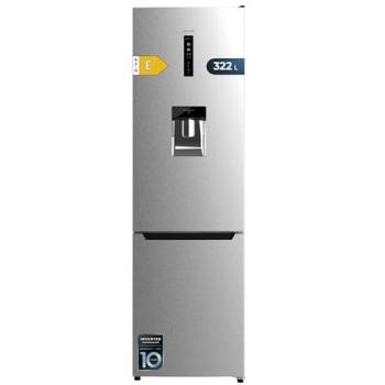 Frigorífico Combi Cecotec Bolero CoolMarket 322L Inox E con Dispensador de Agua, Altura 185.5 cm, Ancho 59.5 cm, Bajo Consumo, Total No Frost y Multi Air