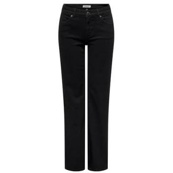 Only Blush Mid Rise Straight-Fit Jeans for Women - Size S/30, Black Denim