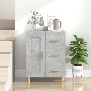 Aparador de madera contrachapada 69,5x34x90 cm en color gris hormigón, mueble de almacenaje para salón, buffet y armario auxiliar