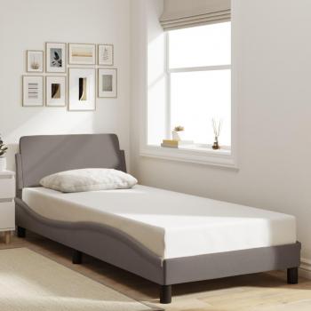 Estructura de cama con cabecero de tela gris taupe 90x200 cm