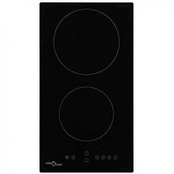 vidaXl Placa Vitrocerámica 2 Quemadores Control Táctil Electrodomésticos Accesorios Cocina Comedor Vidrio Resistente al Calor Segura Moderna 3000W