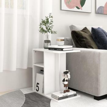 Mesa auxiliar de madera contrachapada 50x30x50 cm en blanco, negro y roble sonoma - mesa de sofá, mesa de entrada para salón, consola de entrada, mueble recibidor, mesita