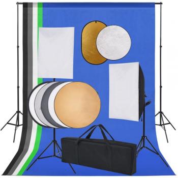Kit de Estudio Fotográfico con Softbox, Sombrillas, Fondo y Reflector