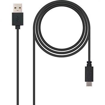 Nanocable 10.01.2100 - Cable USB 2.0 Tipo C a USB A, Macho-Macho, 3A de Carga, Negro, Longitud 0.5 Metros
