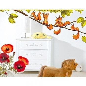 Pared Adhesivo ardillas festejando habitación de los Niños ardillas Hazelnut Familia Animales, 75x197 cm