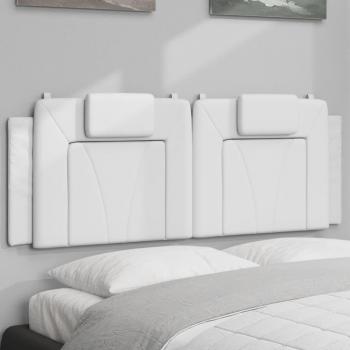 Cabecero de cama acolchado blanco de 140 cm en cuero sintético