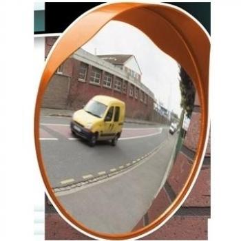 Espejo seguridad y vigilancia para carretera, salidas o sitios de poca visibilidad. Convexo de policarbonato con diametro 60cm. Exterior/interior con gorro.