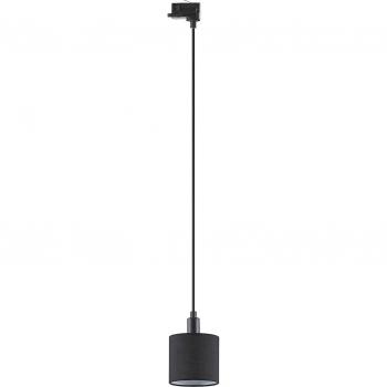 Lámpara colgante riel Arcchio Heleni negra 12cm, foco para sistema de riel 'Heleni' moderno en negro hecho de textura, tela, tejido y seda para salón y comedor (1 llama, E14)