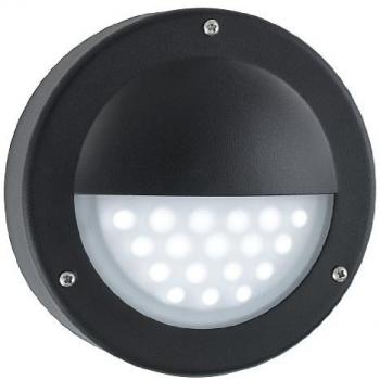 Aplique de exterior LED redondo de aluminio y vidrio negro IP44