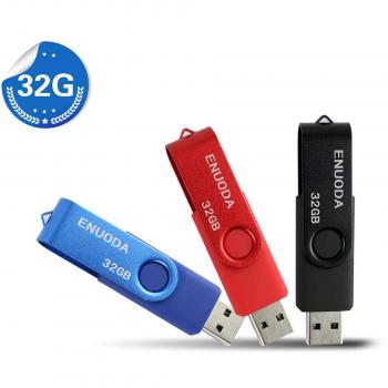 3 Piezas 32GB USB 2.0 ENUODA Pendrive Pivote Memorias Giratoria Plegable Diseño de Cierre