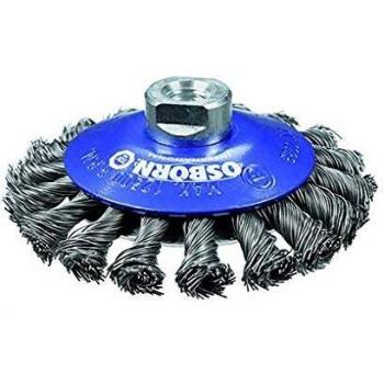 Osborn 0002632331 Cepillos Cónicos Trenzados, Tuerca M14, Inox, 0.35 mm Diámetro Alambre, Diámetro 115 mm