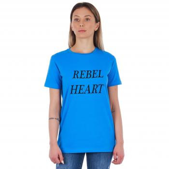 Frankie Morello Light Blue Cotton Printed T-Shirt for Women, Size XS