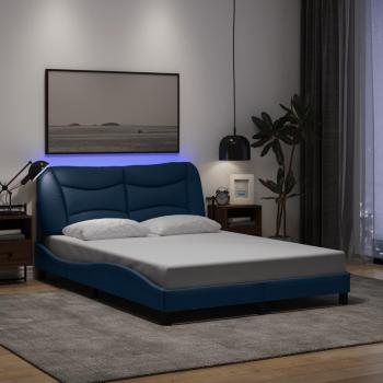 Estructura de cama con luces LED tela azul 140x200 cm Vidaxl 724502