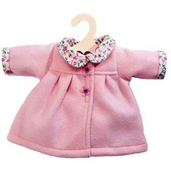 Heless 1277 - Abrigo para muñecas con cuello redondo floreado, rosa, talla 28 - 35 cm