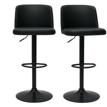 Set de 2 taburetes de cocina ajustables de poliuretano negro y metal negro Monti