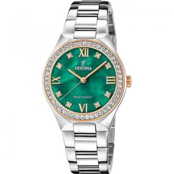 Festina F20658/3 Solar Energy Reloj de Mujer Acero Inoxidable 316L Negro Verde Plateado