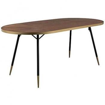 Mesa de Comedor Ovalada Denise 180 x 90 cm en Madera y Metal, Capacidad para 6 Personas, Color Marrón