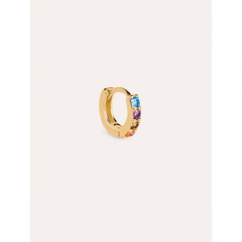 Pendiente Singularu Aro Cleo S Colors de Plata Bañado en Oro