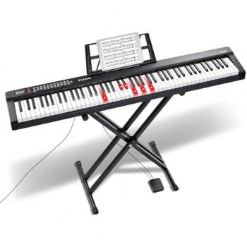 VEVOR 88-Key Semi-Weighted Digital Piano Set with Bluetooth, MIDI, USB, Adjustable Stand, Built-In Speakers, and Sustain Pedal for Beginners