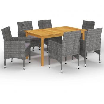 vidaXL Set de comedor de jardín de 7 piezas gris