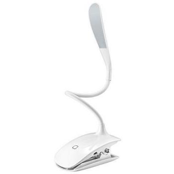 VICTSING Mini Luz Portátil Lámpara Escritorio LED con Pinza, 3 Modos de Colores,USB Regulable Recargable para Lectura Nocturna,Cama,Viaje,Oficina,Escuela-Blanco, 4.72 x 7.68 x 2.36 inches